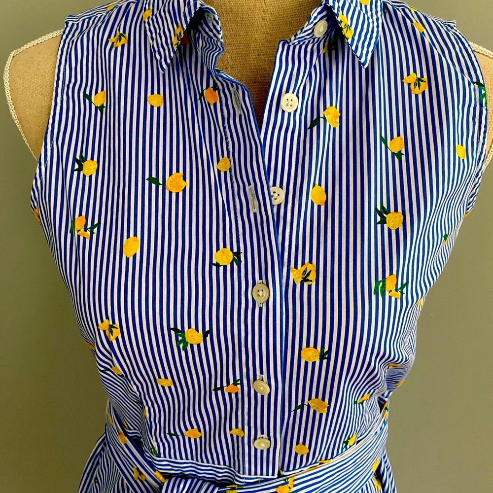 JCrew - Lemon & Pinstripes Sleeveless Shirtdress